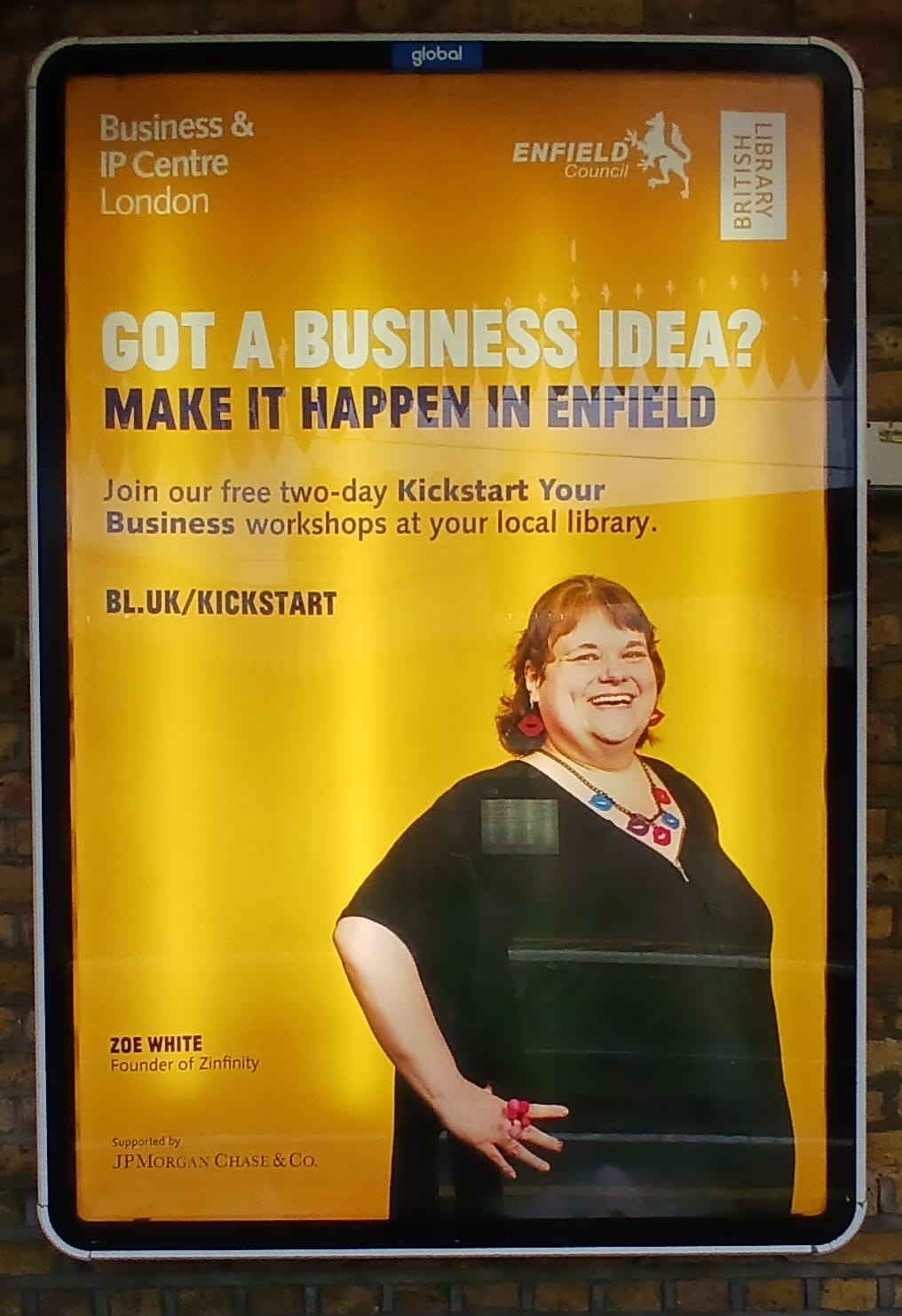 Enfield business workshop ad: "Got a business idea? Make it happen in Enfield.